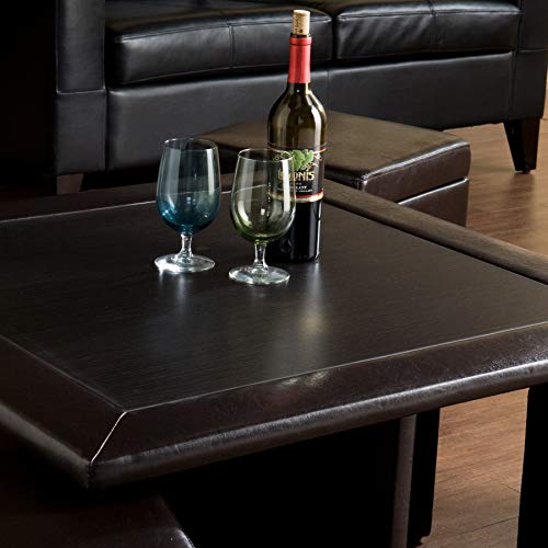SEI Furniture Nylo Nesting Coffee Table and Storage Ottomans Set, Dark Chocolate M51093