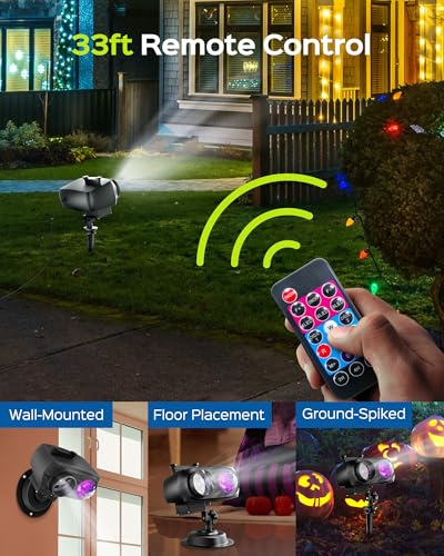 JACKYLED Halloween Christmas Projector Light, Outdoor 2-in-1 with Remote, IP65 Waterproof E20896