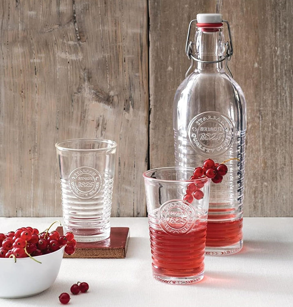Bormioli Rocco Officina Water Bottle 37.25oz Italian Glass Pitcher with Airtight Seal Z318412