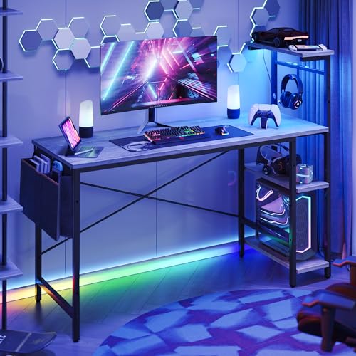 Bestier Gaming Desk with LED Lights, 51.3 Inch Computer Desk Q970