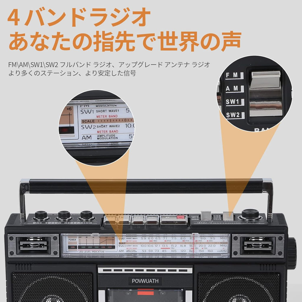 Portable Cassette Player Boombox with AM/FM Radio and Bluetooth U432681