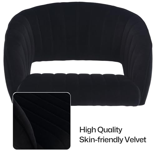 Modern Corduroy Swivel Desk Chair with Gold Base, Black Z8760