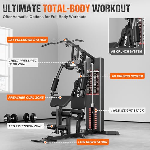 M1 Workout Station with 140LBS Weight Stack, Home Gym Equipment Z1434