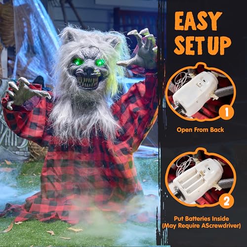 JOYIN Halloween Animated Werewolf Outdoor Decoration with Moving Arms & Light-Up Eyes O998