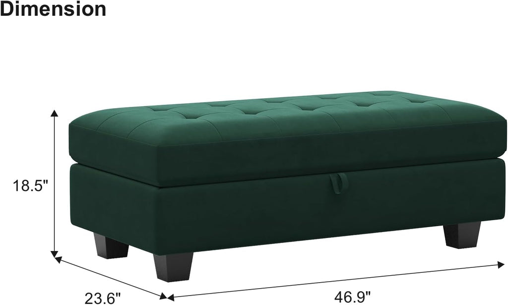 Belffin Velvet Storage Ottoman Bench for Sectional Sofa Green K76724