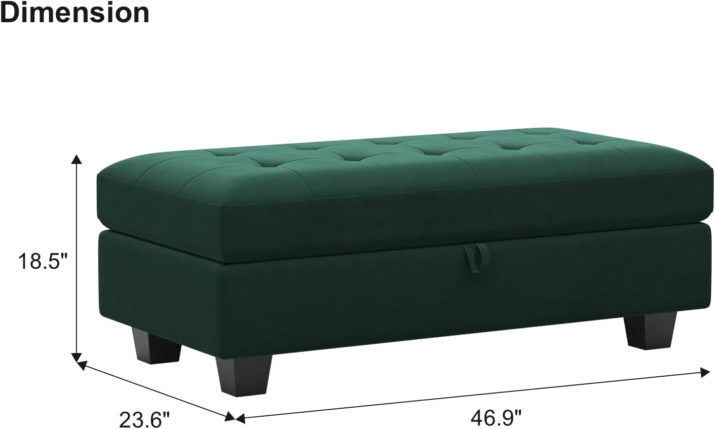 Belffin Velvet Storage Ottoman Bench for Sectional Sofa Green K76724