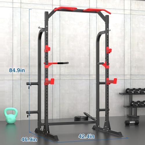 SunHome Power Cage Squat Rack with Adjustable Cable Crossover J3701
