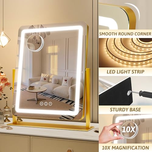 Vanity Mirror with Lights, 12.6"×15" LED Makeup Mirror, Touch Control Dimmable D52089