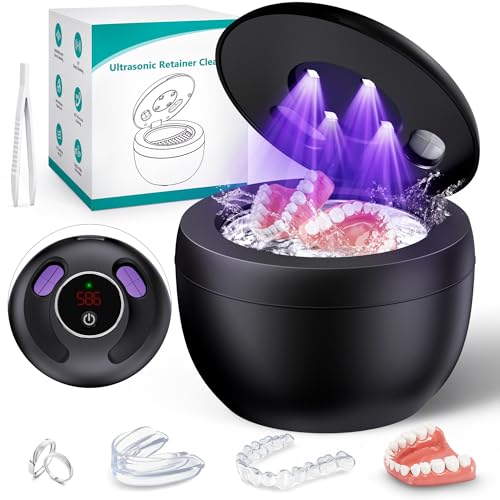 Upgraded Ultrasonic Retainer Cleaner Machine, 45kHz, 200ML, Black W75021