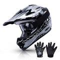 SLMOTO Dot Youth Kids Motocross Offroad Helmet with Goggles and Gloves Blue Skull D851858