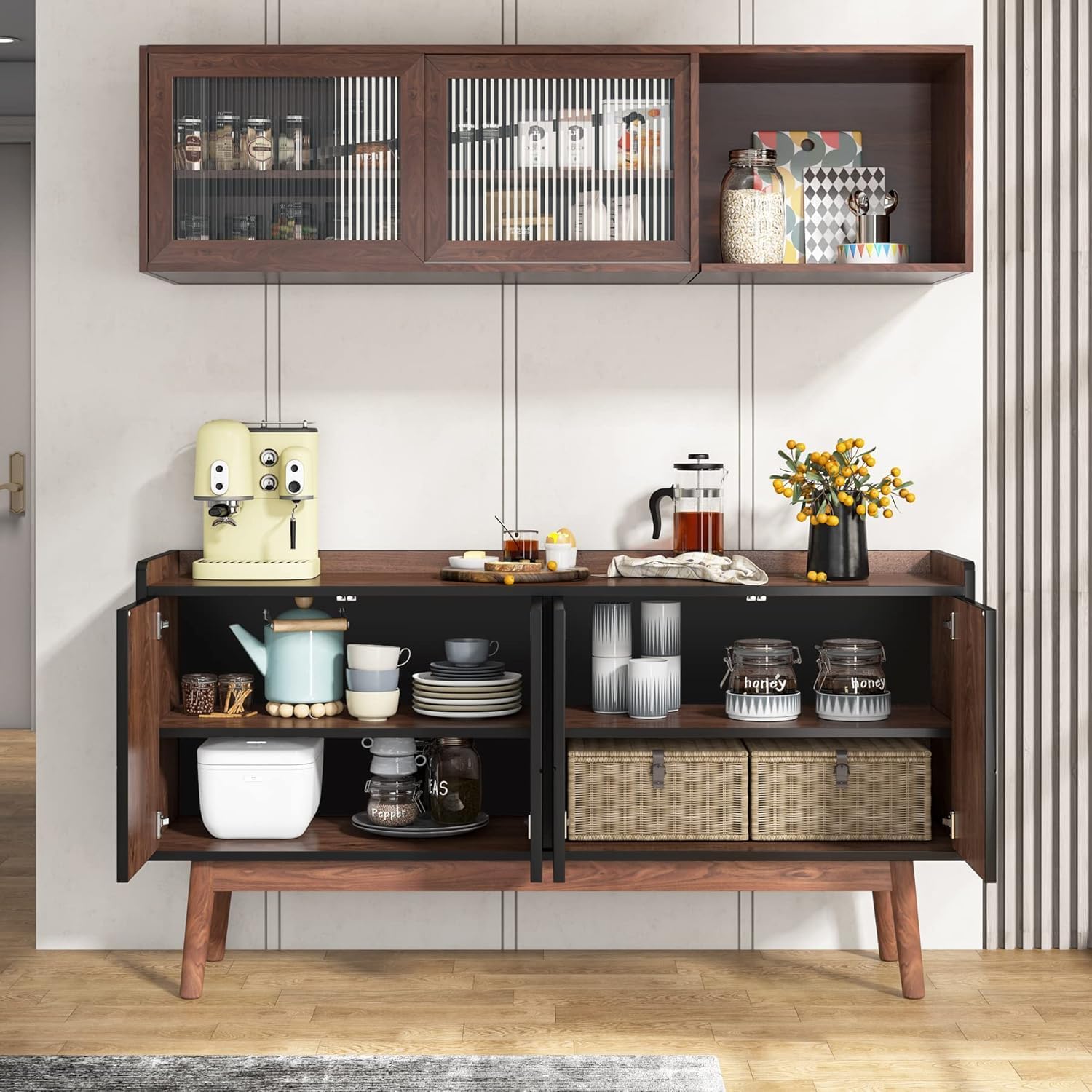 Tribesigns Sideboard Buffet Cabinet with Storage 55", Black P5380