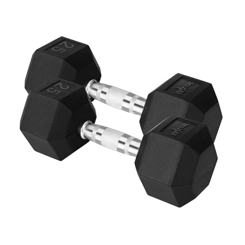 Yes4All Chrome Rubber Grip Hex Dumbbells Pair 10-30 LBS N436