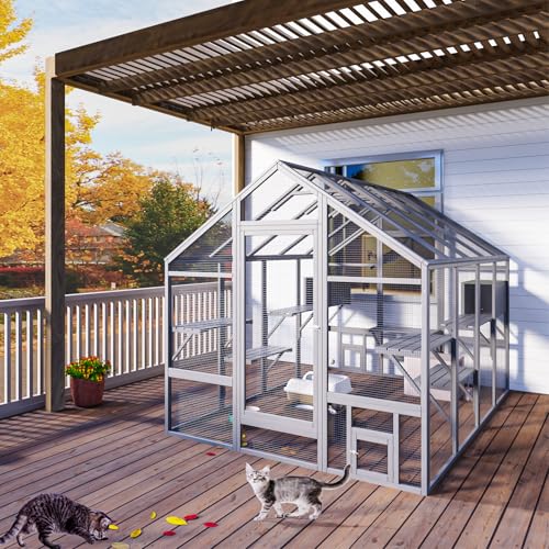 Large Catio Outdoor Cat Enclosure with 7 Platforms, 2 Resting Boxes and 2 Bridges D98397