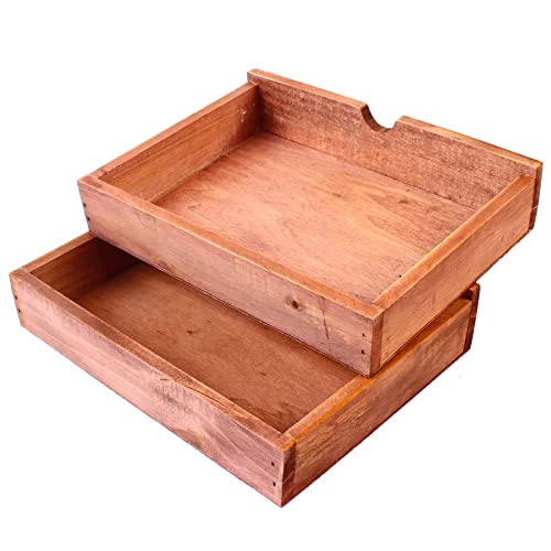 Vintage 16-Drawer Wooden Desktop Organizer with Iron Label Holders N538