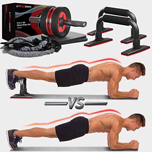 Ab Roller Wheel Kit with Push Up Bars, Resistance Bands, Knee Mat N9904