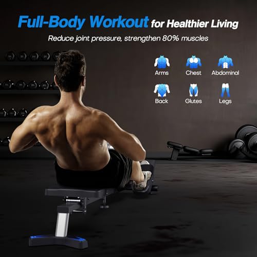WELLFIT Magnetic Rowing Machine for Home, 300lbs Capacity, Quiet Compact Indoor Rower M52496