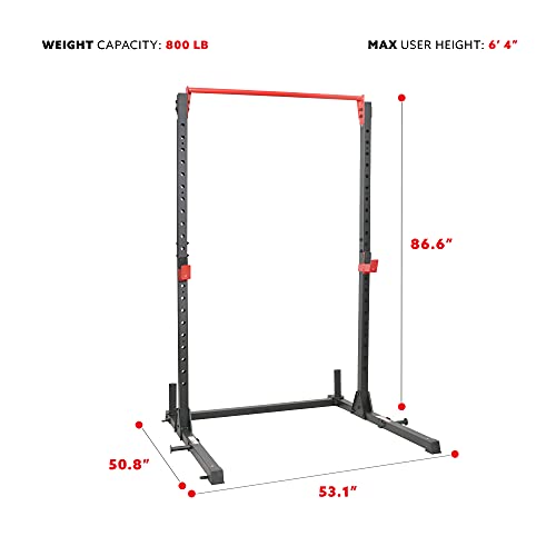Sunny Health & Fitness Power Cage and Squat Rack with J-Hooks and Pull Up Bar O409748
