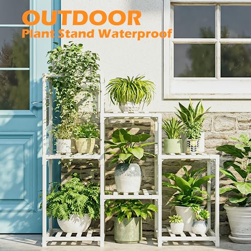 Bamworld Plant Stand Indoor Outdoor Wood Plant Rack 3 Tier Ladder D51744