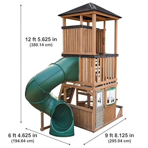 KidKraft Panorama Tower Three-Story Wooden Outdoor Playhouse with Slide G9119