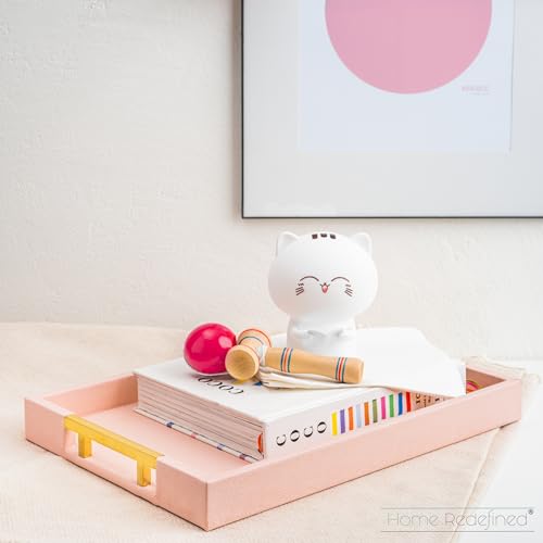 White Marble Faux Leather Decorative Tray with Handles D972626