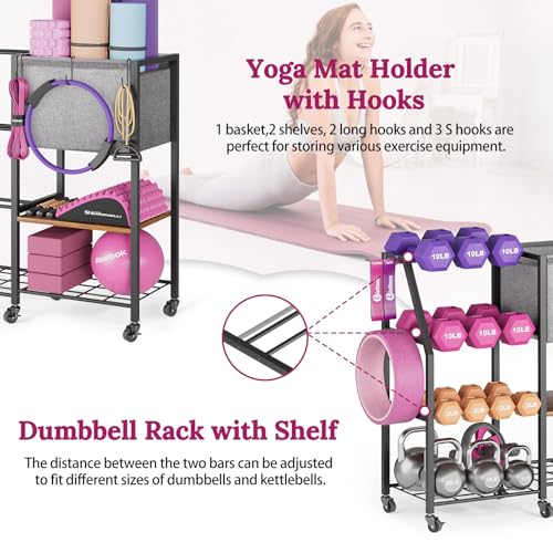Yoga Mat Storage Rack for Dumbbells and Kettlebells, Home Gym Organizer N713