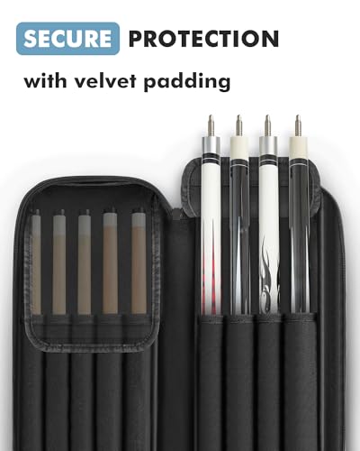 Pool Cue Case 4x5 with Pockets, Soft Padded Billiard Cue Bag A2212
