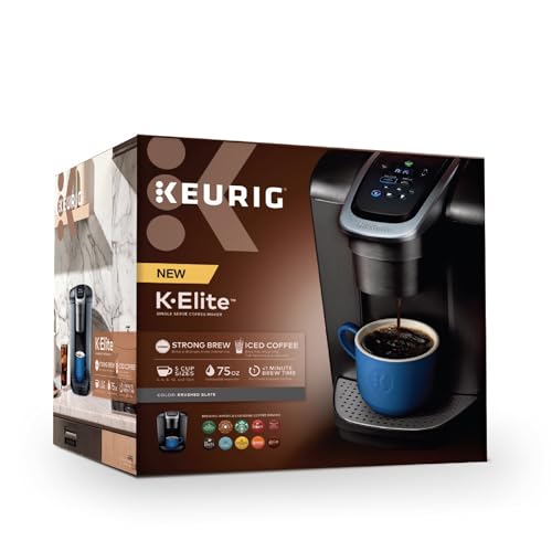 Keurig K-Elite Single Serve K-Cup Pod Coffee Maker, Brushed Silver P23556