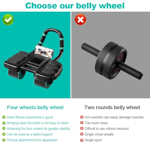 Automatic Rebound Ab Roller Wheel with Elbow Support, 4-Wheel Core Exercise Equipment for Home Gym X959