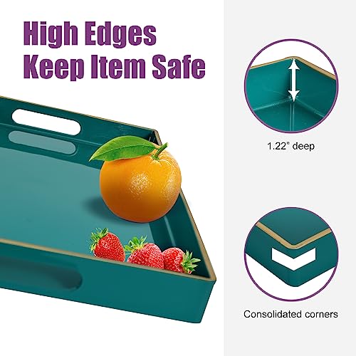 Gifturbo Blue Serving Tray with Handles, Rectangular Plastic Tray J15614