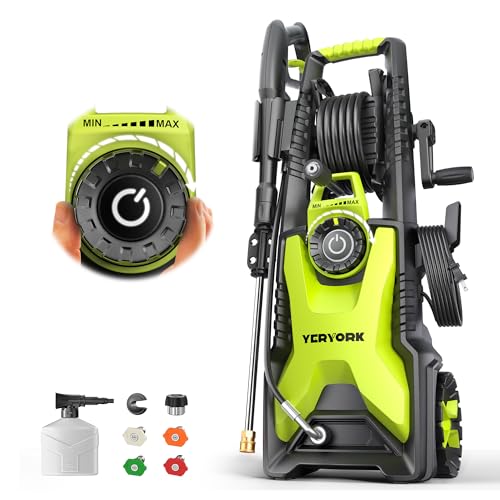 4000 PSI Electric Pressure Washer, 1900W Motor, 4 Adjustable Nozzles, 32.81ft Hose, Foam Cannon, Ideal for Driveways, Patios, Cars, Boats, and More