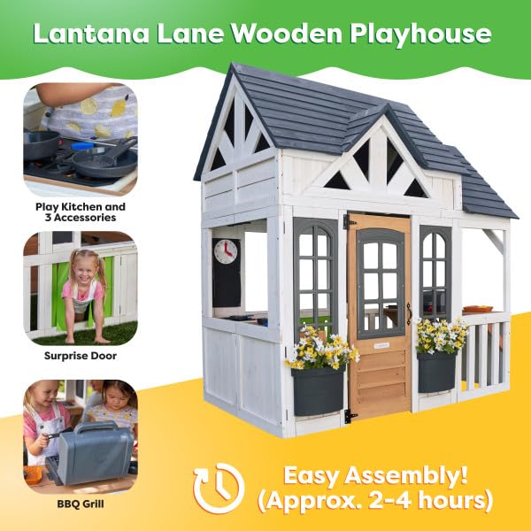 KidKraft Lantana Lane Outdoor Wooden Playhouse with Kitchen O8887