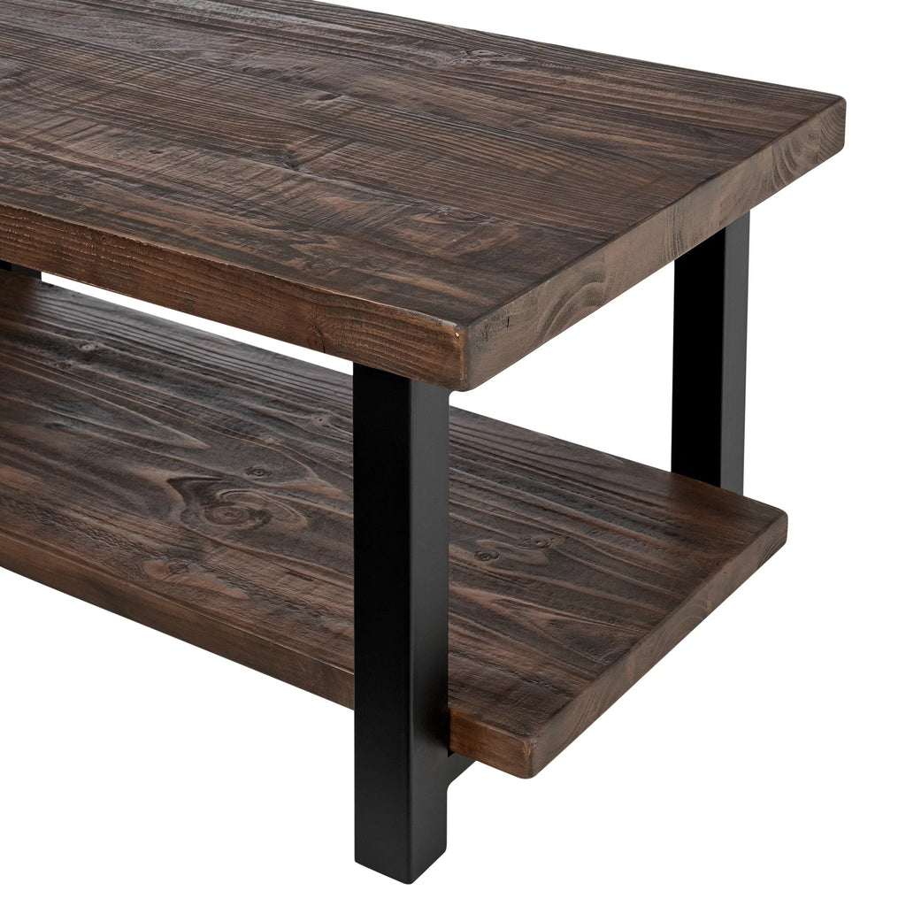 Pomona 42" Metal and Wood Coffee Table, Rustic Natural S535