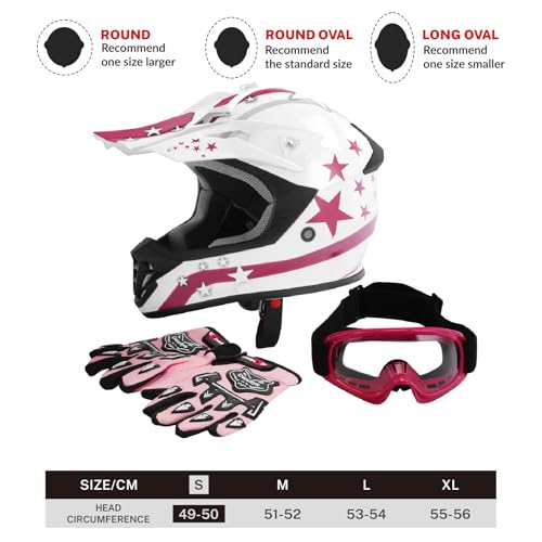 SLMOTO Dot Youth Kids Motocross Offroad Helmet with Goggles and Gloves Blue Skull D851858