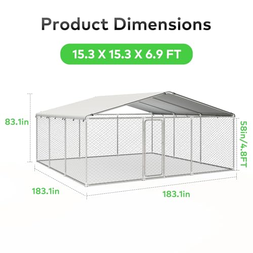 Outdoor Dog Kennel Heavy Duty with Waterproof Cover and Lock Q463