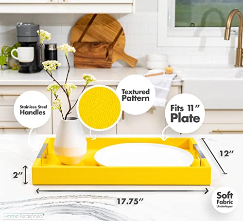 White Marble Faux Leather Decorative Tray with Handles D972626