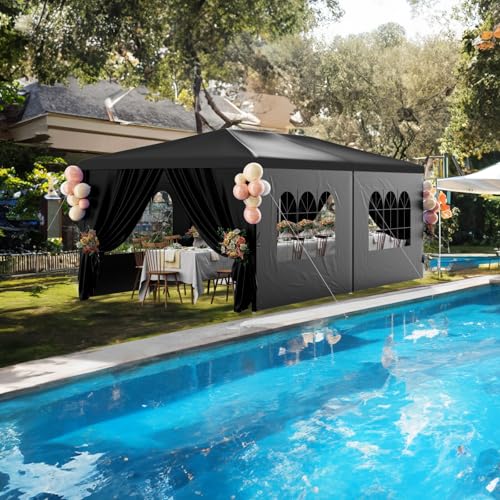 Outdoor Party Tent 10x30 Black with 8 Removable Sidewalls V87006