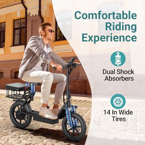 NAVIC Electric Scooter for Adults, Folding E-Scooter with Dual Braking and Dual Suspension B3040