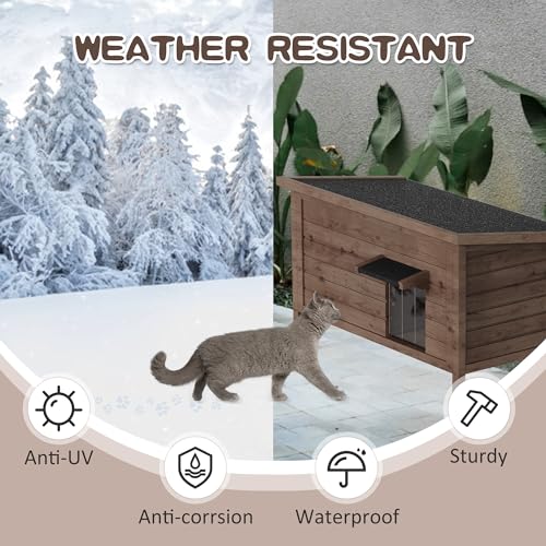 Outdoor Cat House Insulated Wooden Shelter for Multiple Cats K816912