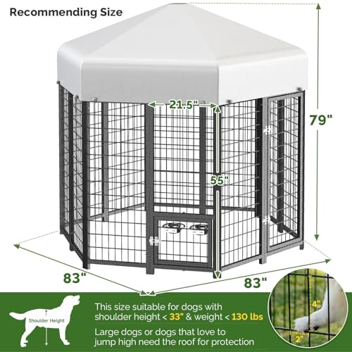 SINO LUBAN Outdoor Dog Kennel with Doggy Door, Heavy Duty Large Dog Pen E5768