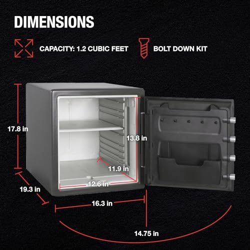 SentrySafe Fireproof Waterproof Steel Home Safe with Dial Combination Lock, Black Y353