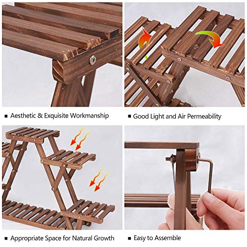 Ufine 4 Tier Wood Plant Stand Indoor Outdoor A Frame Display Shelf L37026