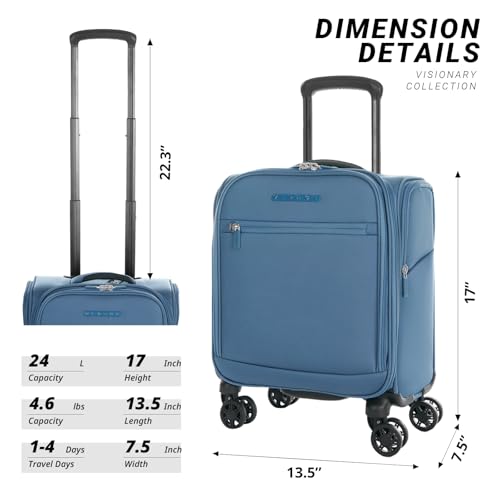Verage Under Seat Luggage with Wheels, Softside Spinner Carry On, Navy 14-Inch A51804