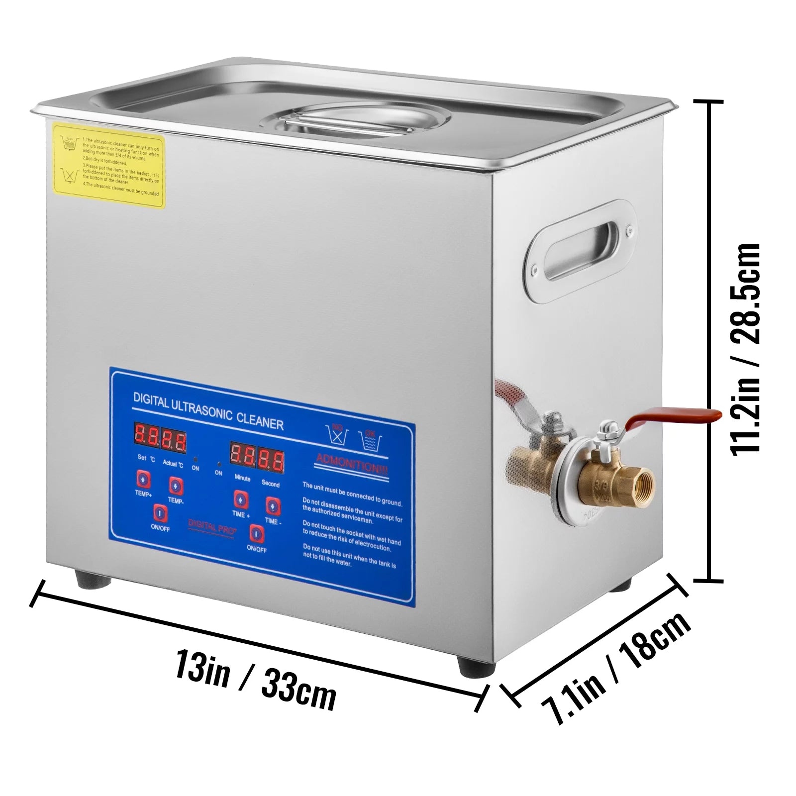 VEVORbrand Ultrasonic Cleaner 6L Stainless Steel for Vinyl Records K9183