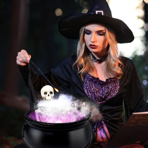 12" Large Witch Cauldron Diffuser with LED Light for Halloween Decor U58380