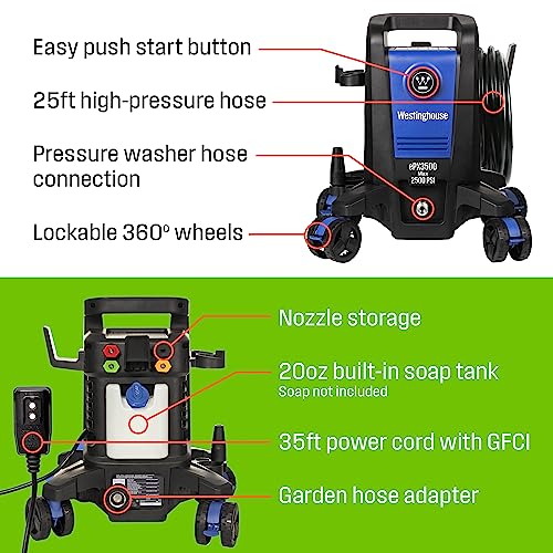 Westinghouse ePX3500 Electric Pressure Washer, 2500 PSI, Onboard Soap Tank T592768