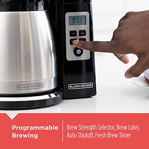 BLACK+DECKER 12 Cup Thermal Programmable Coffee Maker, Black/Steel P7250