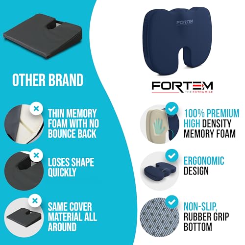 FORTEM Office Chair Cushion and Back Support, Memory Foam Lumbar Pillow, Non Slip, XL V440