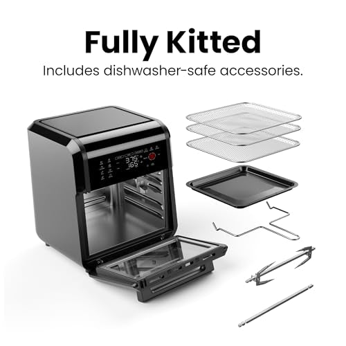 CHEFMAN Multifunctional Digital Air Fryer Rotisserie Dehydrator Convection Oven, 10L, Black B811909