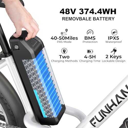 Electric Bike for Adults, 26" 1000W Peak City Cruiser Ebike, 48V Removable Battery O80999