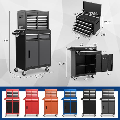 Goplus 5-Drawer Rolling Tool Chest with Lockable Wheels, Gray Z601390